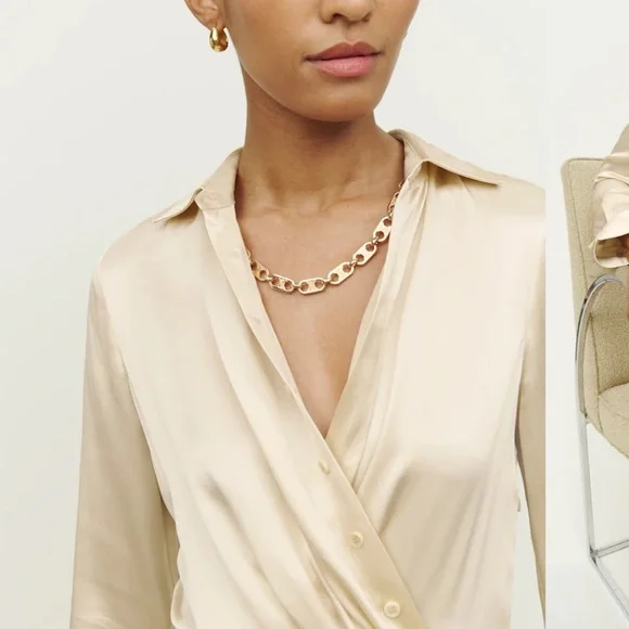 Alaine Silk Dress - Champaign - Reformation - Picture 3 of 5